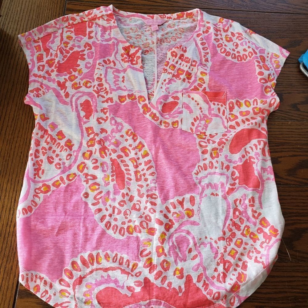Lilly Pulitzer duval notch neckline linen top XS - Picture 2 of 6